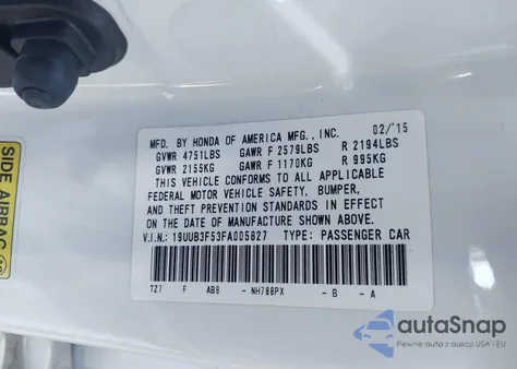 2015 Acura Tlx V6 Tech z USA, uszkodzony, nr VIN 19UUB3F53FA005827